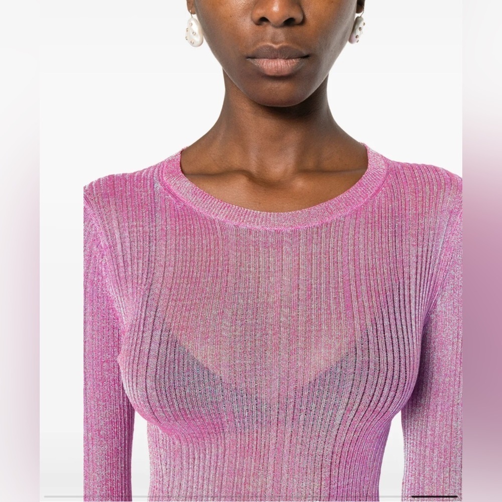 Ulla Johnson Diana metallic irridescent magenta sweater, ribbed sz Petite (XS)